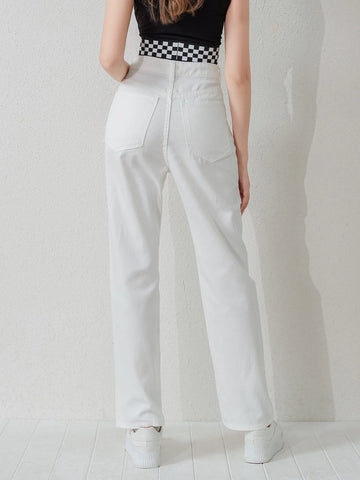 High Waist Straight Leg Jeans