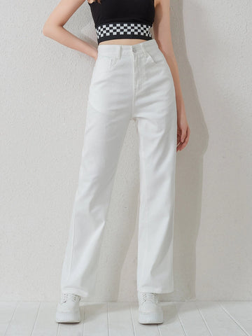 High Waist Straight Leg Jeans