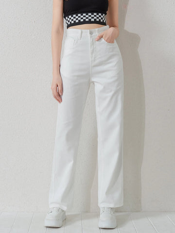 High Waist Straight Leg Jeans