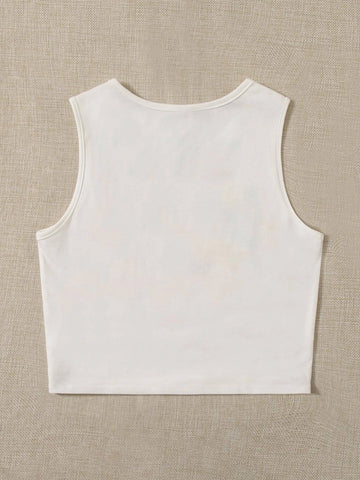 Teen Girls Letter and Car Print Tank Top