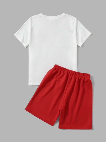 Boys Car & Slogan Graphic Tee & Track Shorts