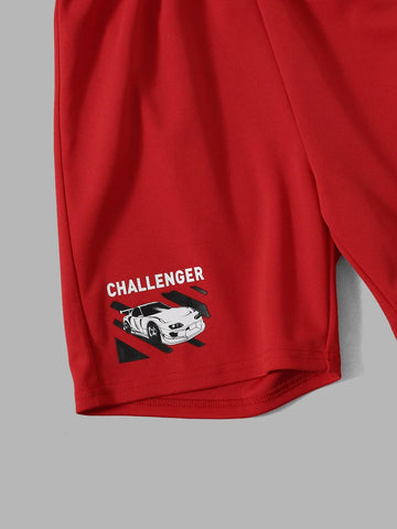 Boys Car & Slogan Graphic Tee & Track Shorts