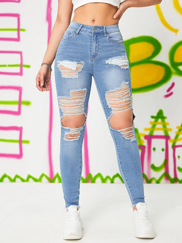Ripped Cut Out Skinny Jeans