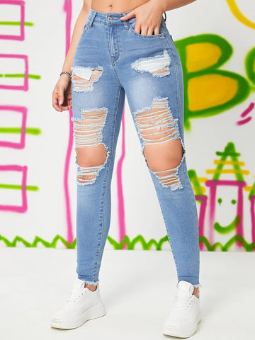 Ripped Cut Out Skinny Jeans