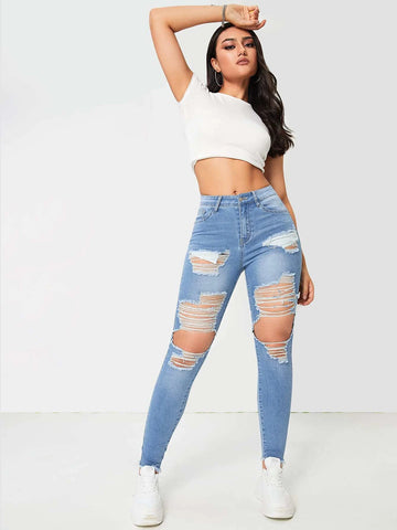Ripped Cut Out Skinny Jeans
