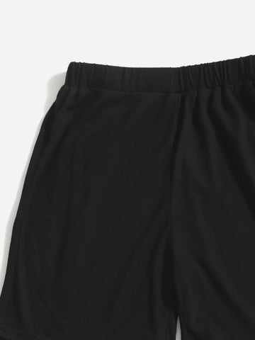 Boys Reflective Graphic Print Hooded Tee & Track Shorts