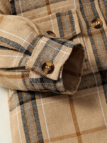 Baby Plaid Button Front Flap Pocket Patched Shirt