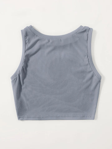 ROMWE Wave Graphic Ribbed Tank Top