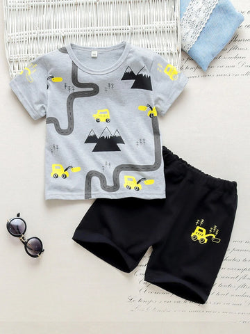 Toddler Boys Cartoon Graphic Tee & Shorts Set