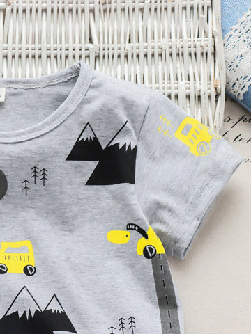 Toddler Boys Cartoon Graphic Tee & Shorts Set