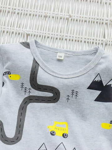 Toddler Boys Cartoon Graphic Tee & Shorts Set