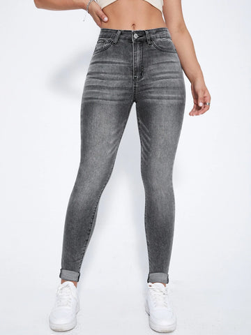 Zipper Fly Skinny Jeans
