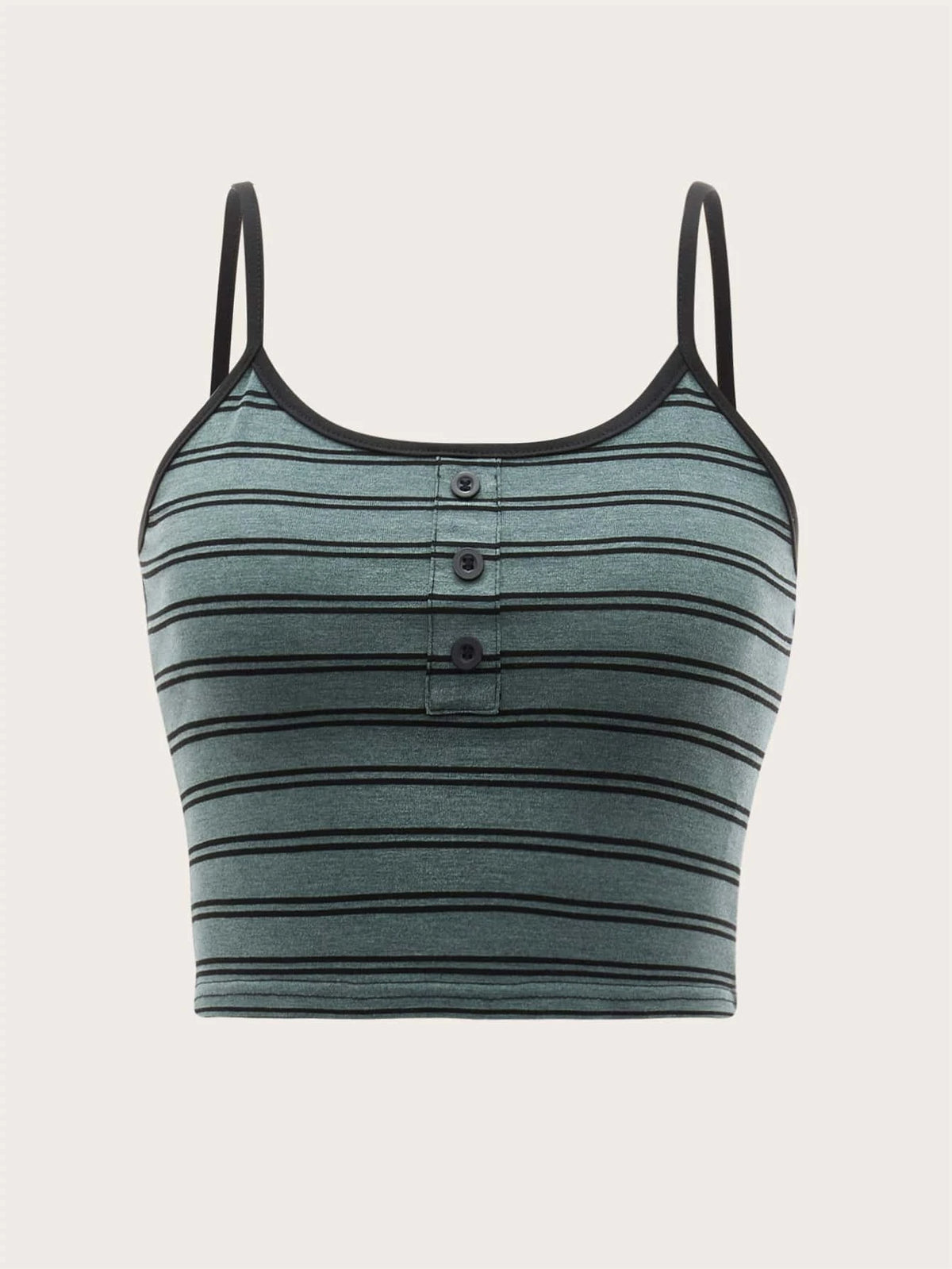 ROMWE STPL Striped Button Crop Cami