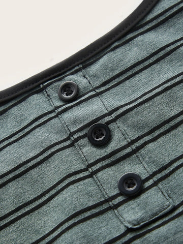 ROMWE STPL Striped Button Crop Cami