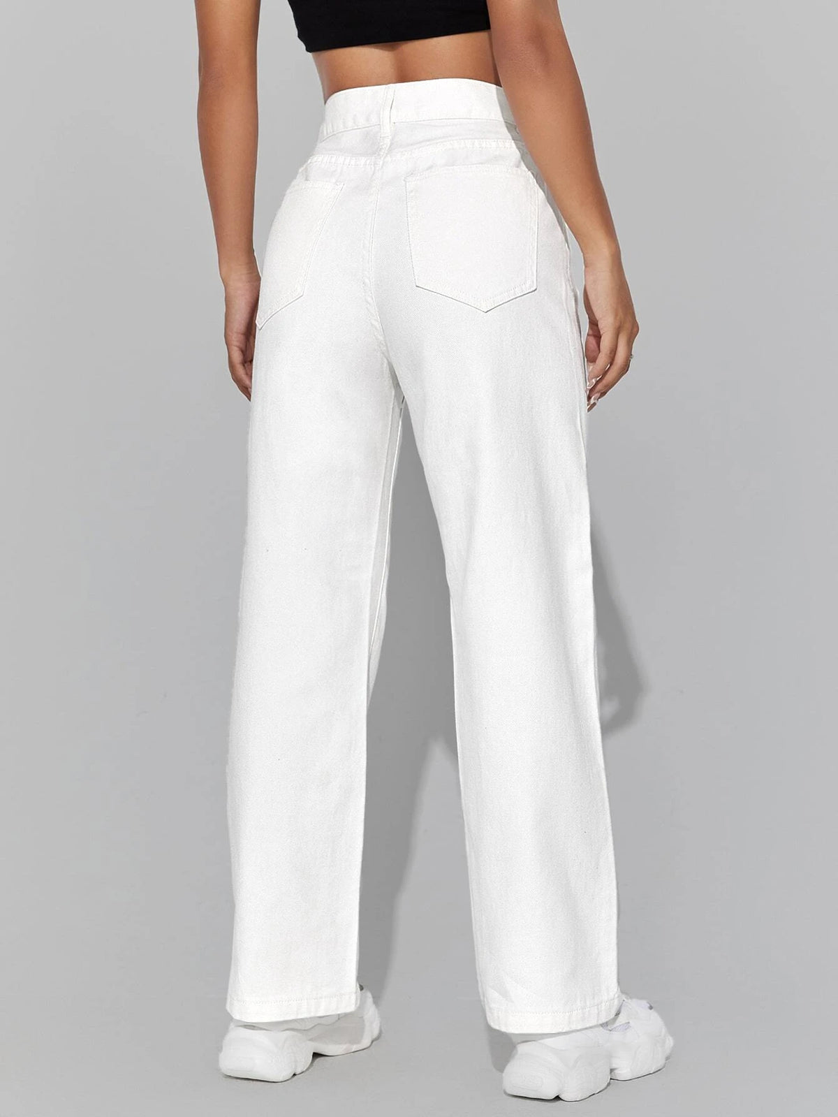 PETITE High Waisted Zip Fly Wide Leg Jeans