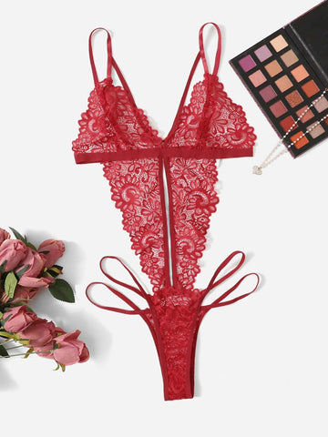 Floral Lace Cut-out Teddy Bodysuit