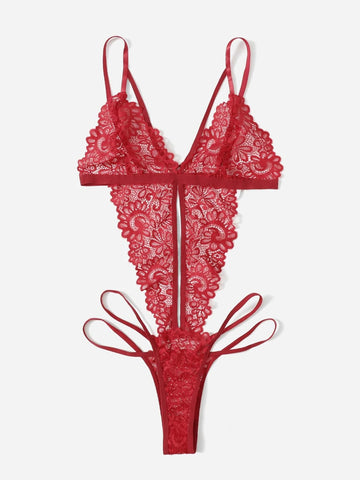 Floral Lace Cut-out Teddy Bodysuit