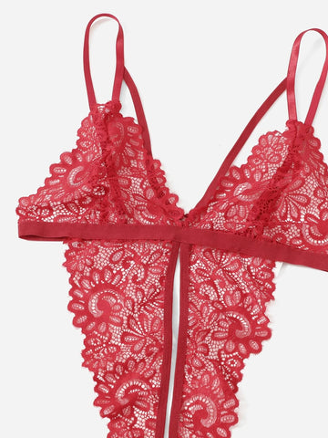 Floral Lace Cut-out Teddy Bodysuit