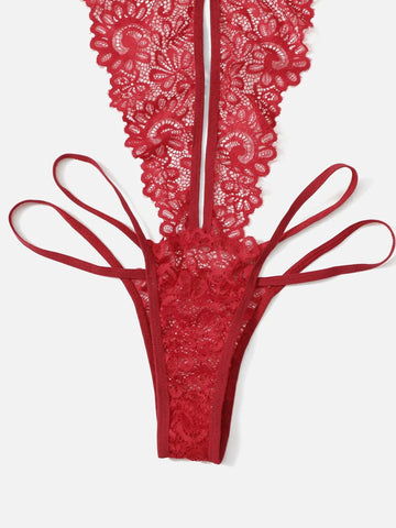 Floral Lace Cut-out Teddy Bodysuit
