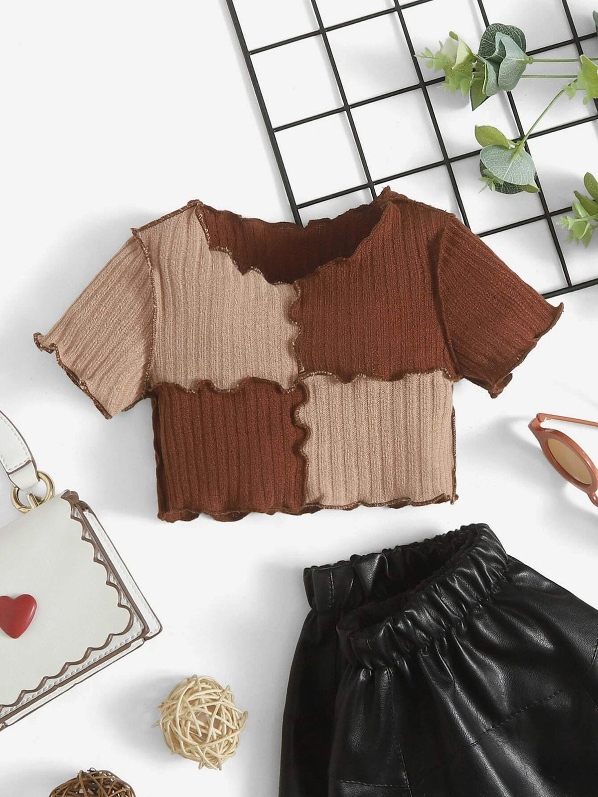 Baby Colorblock Lettuce Trim Crop Tee