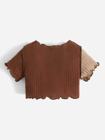 Baby Colorblock Lettuce Trim Crop Tee