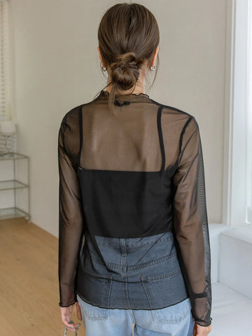 DAZY Color Block Flounce Sleeve Top