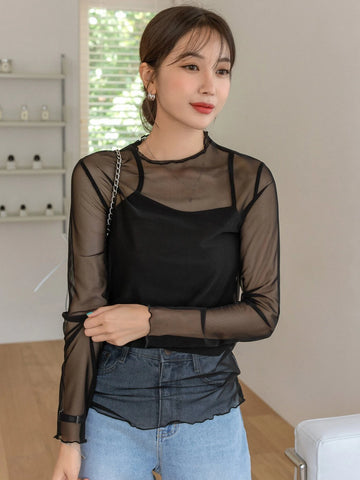 DAZY Color Block Flounce Sleeve Top
