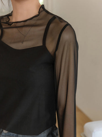 DAZY Color Block Flounce Sleeve Top