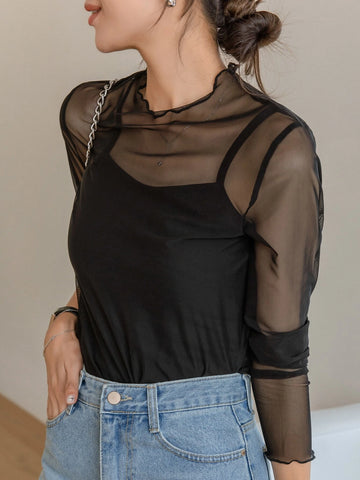 DAZY Color Block Flounce Sleeve Top