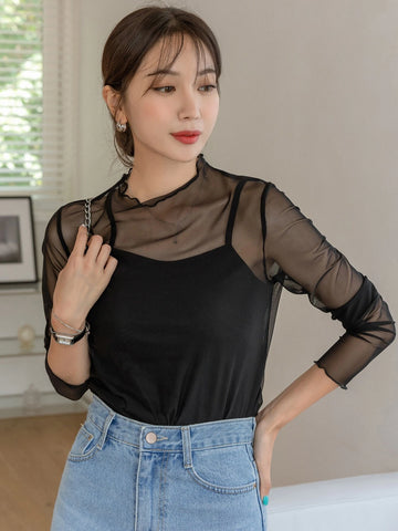 DAZY Color Block Flounce Sleeve Top