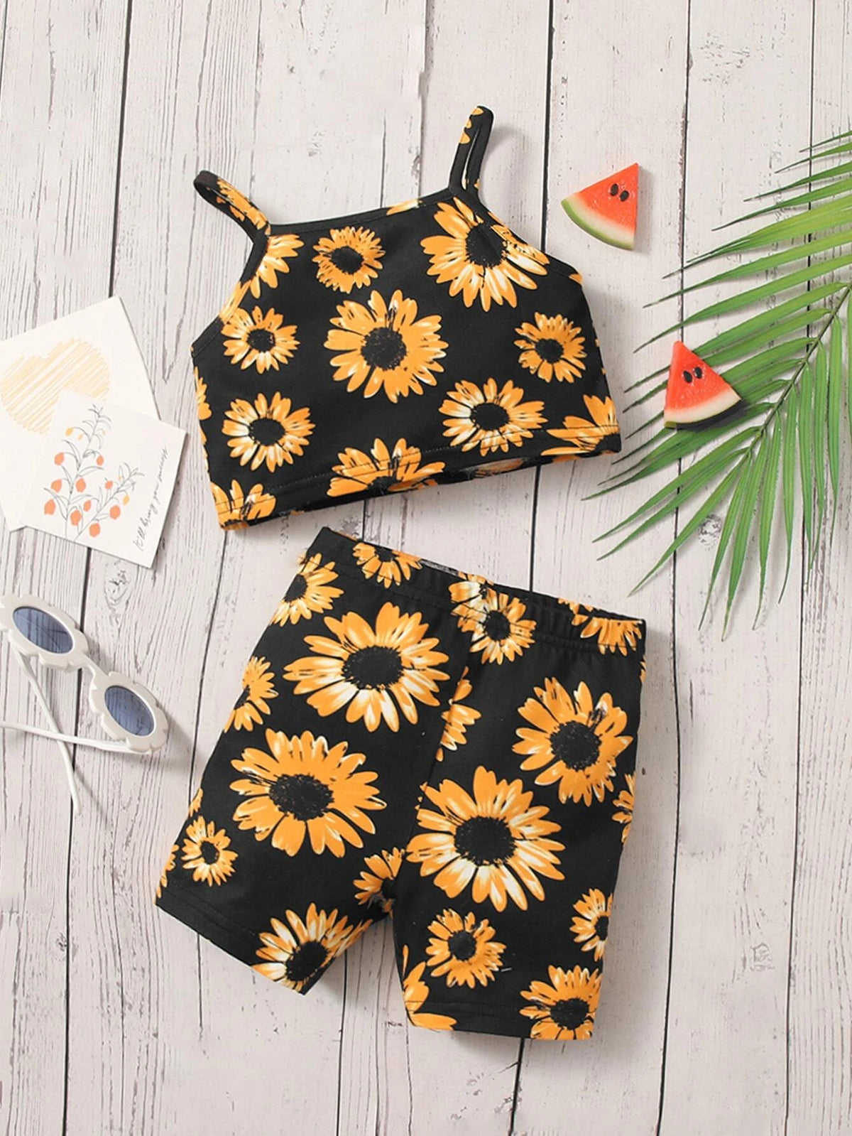 Baby Sunflower Print Cami Top & Shorts