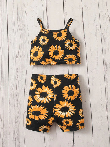 Baby Sunflower Print Cami Top & Shorts