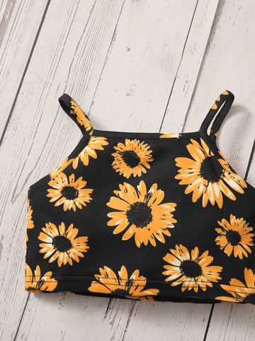 Baby Sunflower Print Cami Top & Shorts