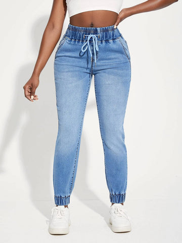 SXY High Waist Drawstring Jogger Jeans