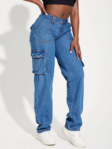 SXY Flap Pocket Side Cargo Jeans