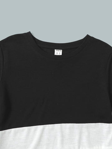 Boys Color Block Tee & Drawstring Waist Sweatpants