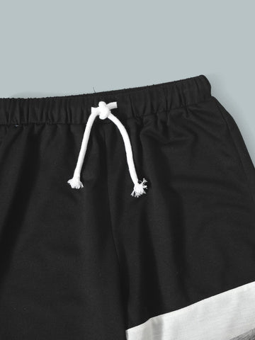 Boys Color Block Tee & Drawstring Waist Sweatpants