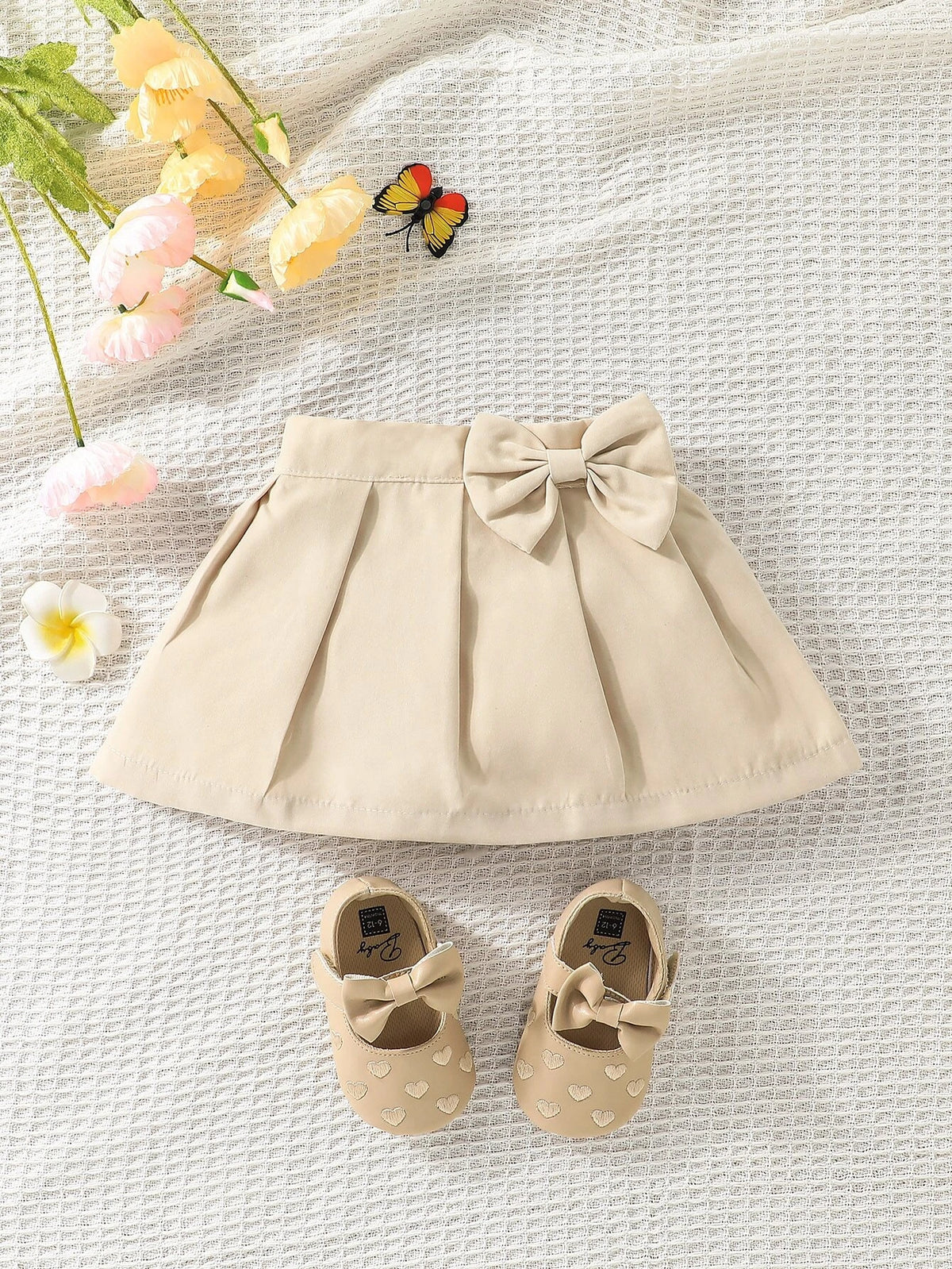 Baby Bow Front Pleated Skirt