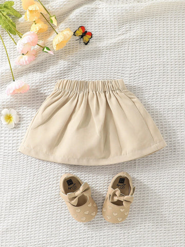 Baby Bow Front Pleated Skirt