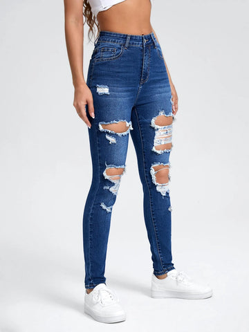 Ripped Cut Out Skinny Jeans