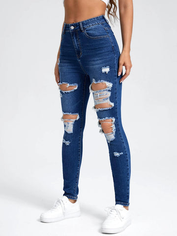 Ripped Cut Out Skinny Jeans