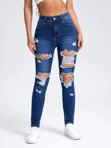 Ripped Cut Out Skinny Jeans
