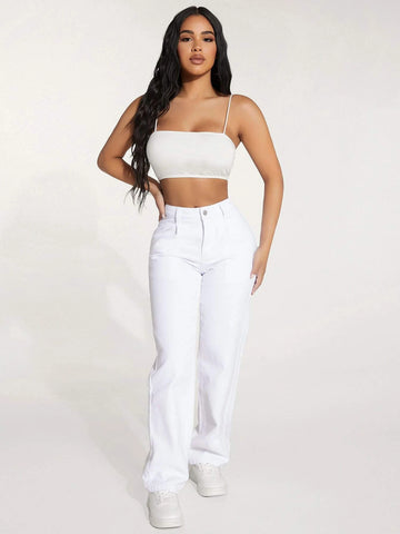 PETITE Slant Pocket Straight Leg Jeans