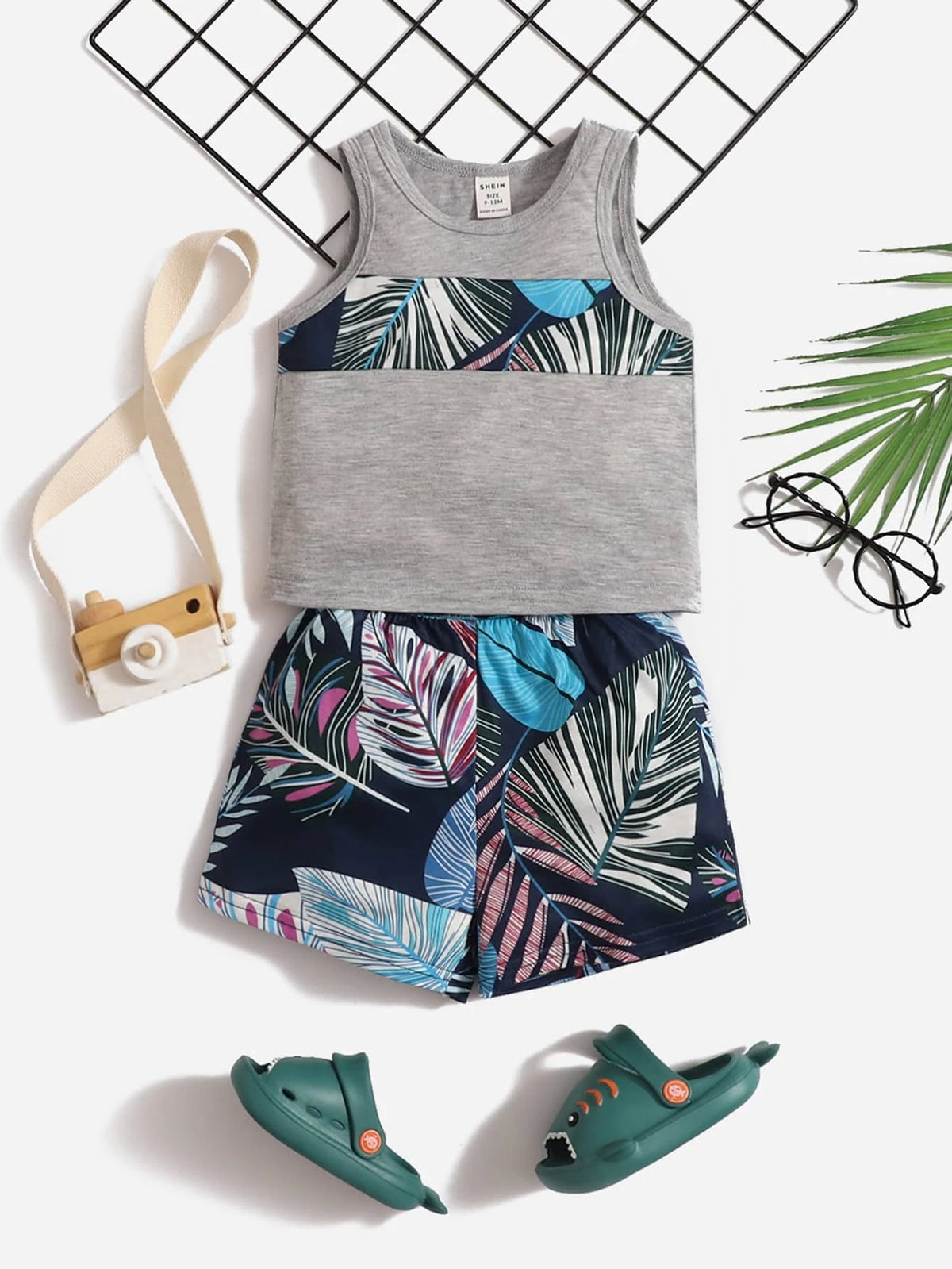 Baby Tropical Print Tank Top & Shorts