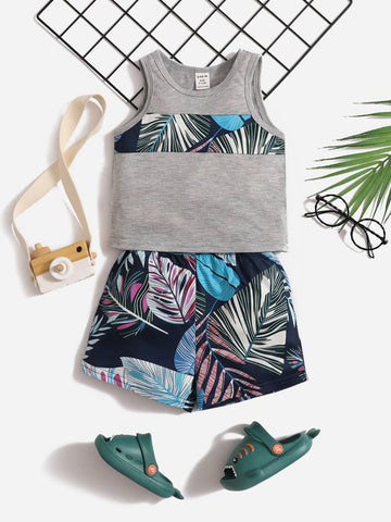 Baby Tropical Print Tank Top & Shorts