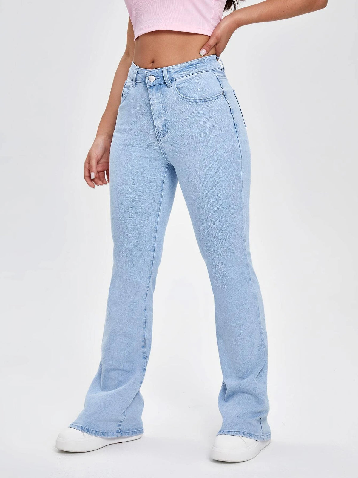 High Waisted Zip Fly Bootcut Jeans