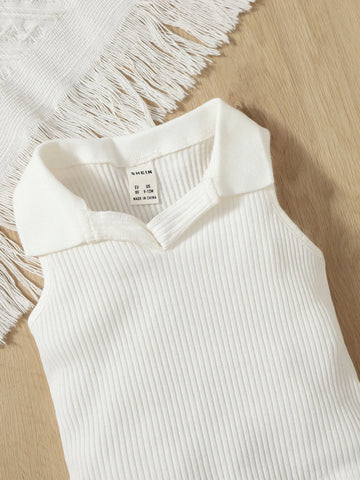 Baby Ribbed Knit Tank Top & Belted Shorts