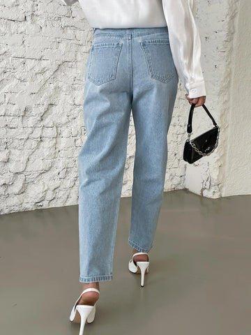 DAZY High Waist Embroidered Detail Tapered Pants