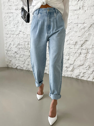 DAZY High Waist Embroidered Detail Tapered Pants