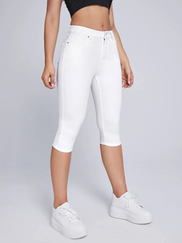 Zip Fly Capri Skinny Jeans
